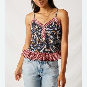 Hayden Boho Navy and Pink Cami Tank Top